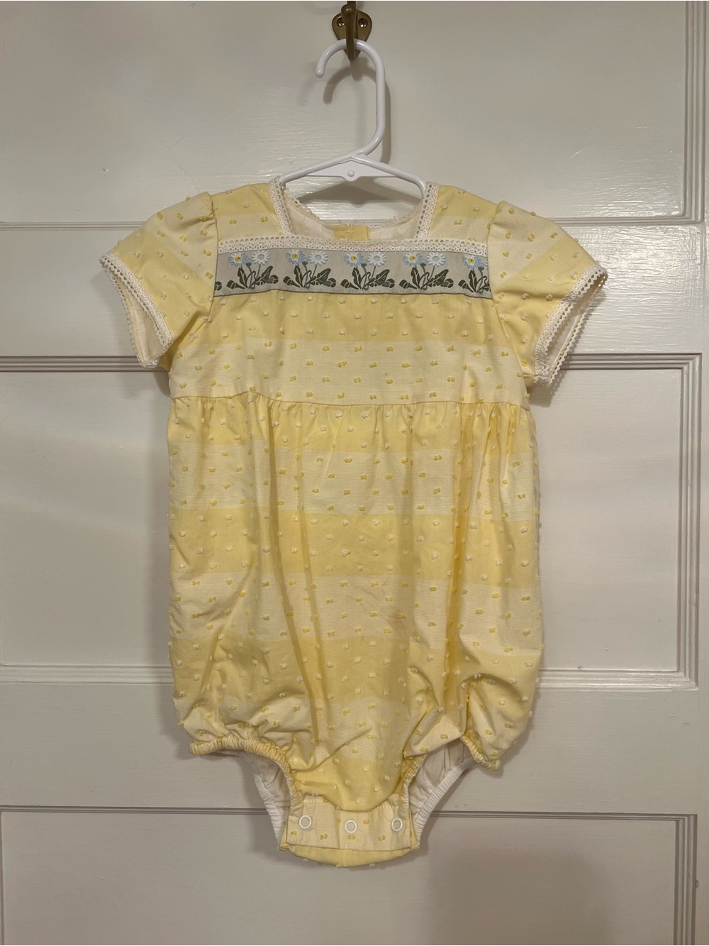 Yellow Smocked Baby Swiss Dot Bubble
